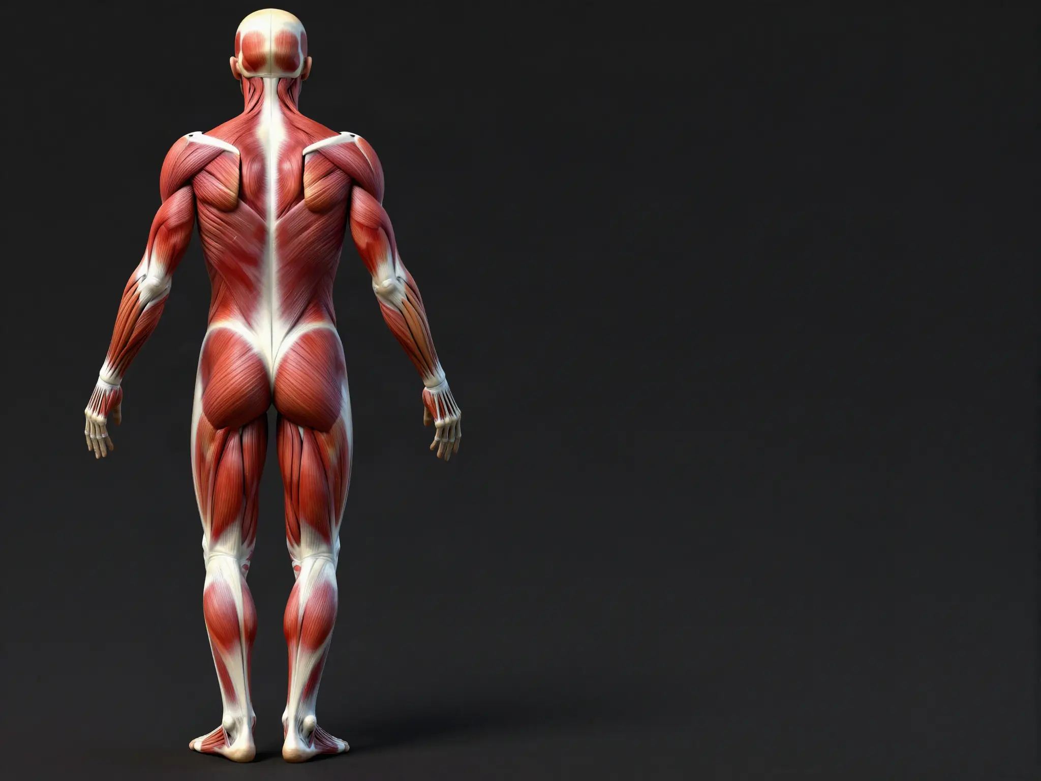 Illustration anatomique du corps humain, vue de dos, muscles du dos et des épaules